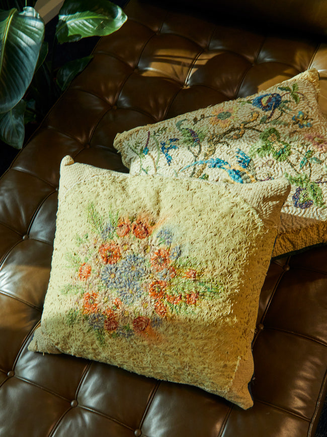 By Walid - 1920s Needlepoint Wool Cushion -  - ABASK