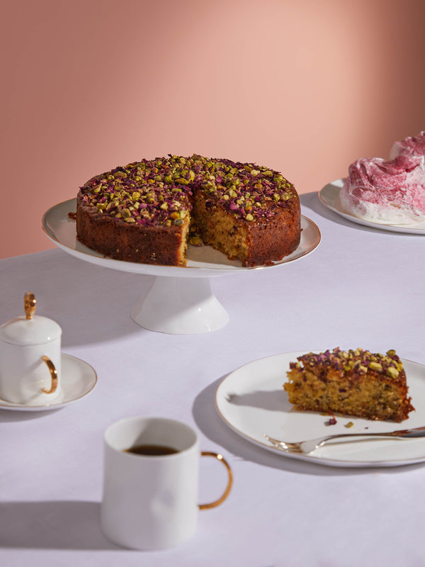 Feldspar - Hand-Painted 24ct Gold and Bone China Cake Stand -  - ABASK