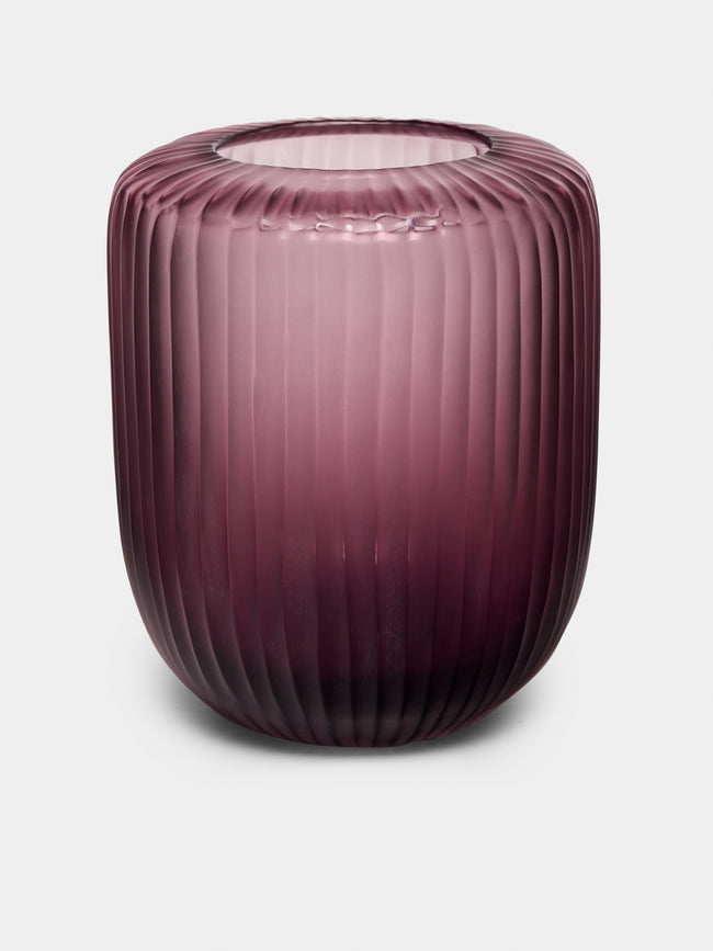 Micheluzzi Glass - Rullo Ametista Ribbed Murano Glass Vase - Purple - ABASK - 