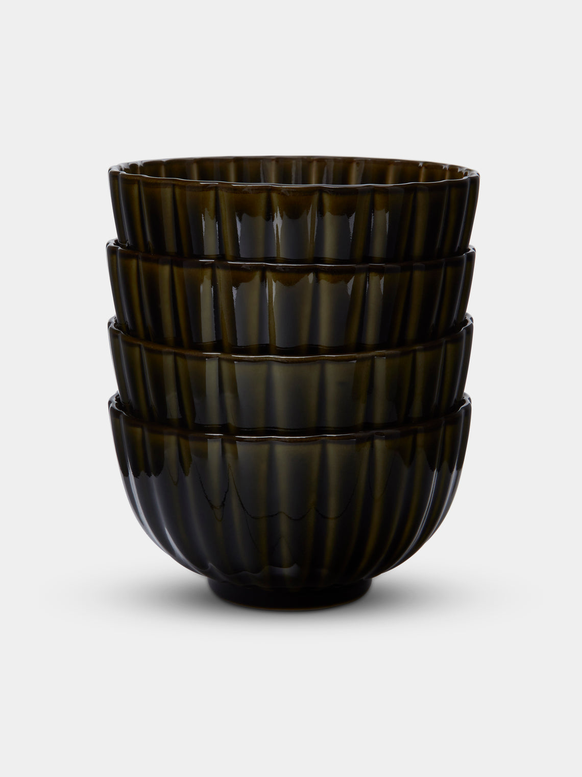 Kaneko Kohyo - Giyaman Urushi Ceramic Deep Bowls (Set of 4) - Green - ABASK