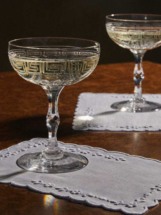 D'Ascoli Roma Hand-Embroidered Cocktail Linen Napkins (Set of 12)