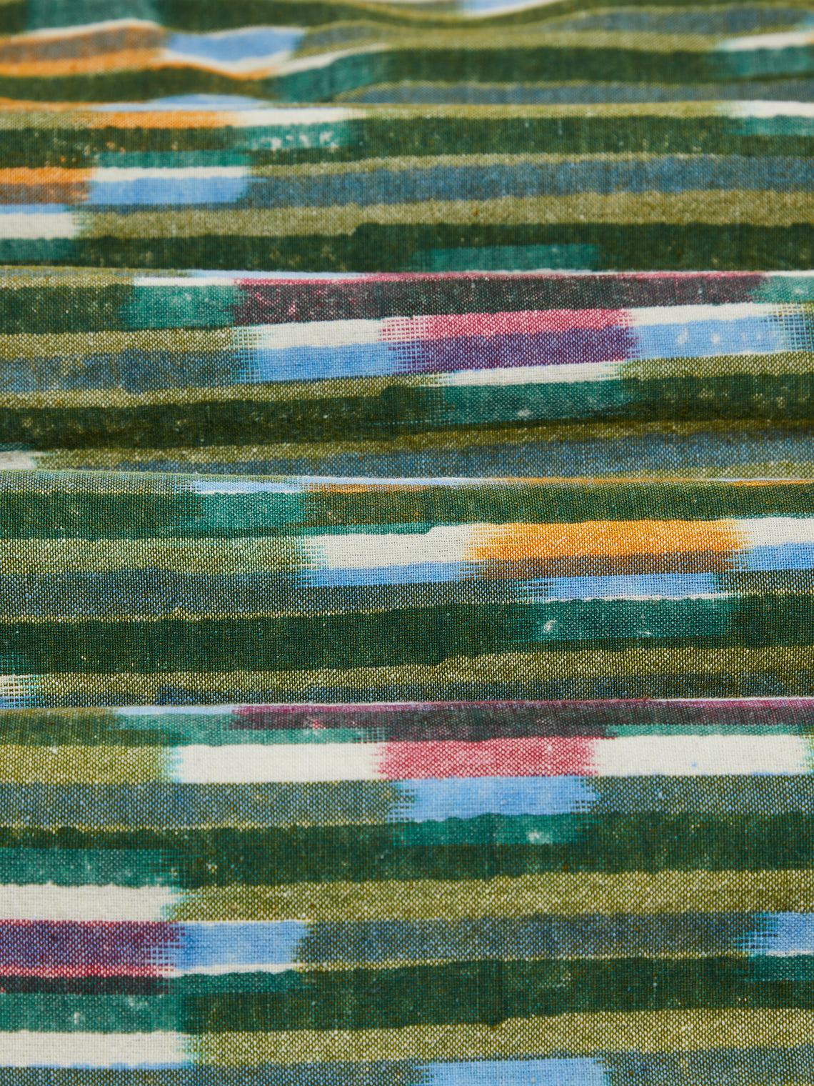 Petal Stripe Block-Printed Cotton Rectangular Tablecloth