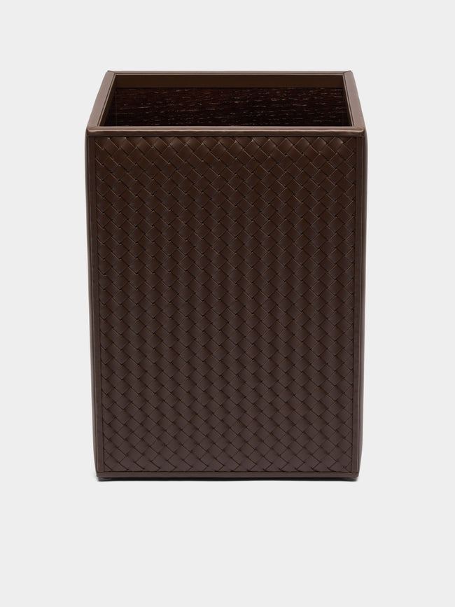 Riviere - Woven Leather Bin - Brown - ABASK - 