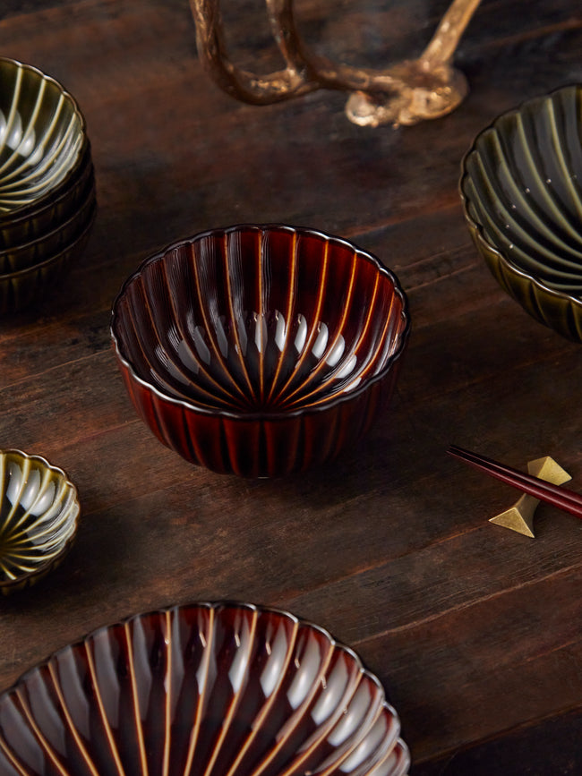 Kaneko Kohyo - Giyaman Urushi Ceramic Deep Bowls (Set of 4) - Brown - ABASK