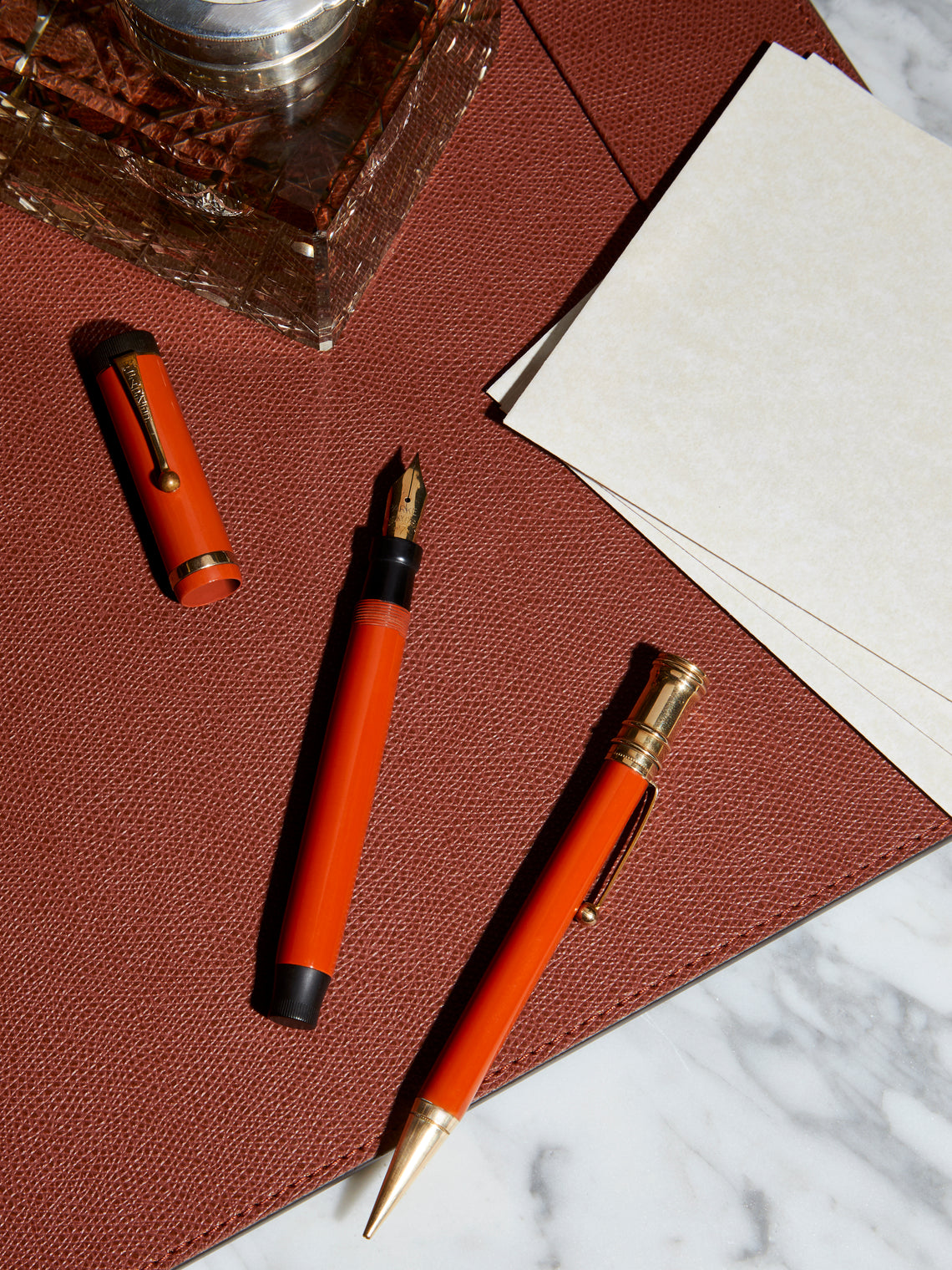 Antique and Vintage - 1926 Parker Duofold Pen & Pencil Set - Red - ABASK