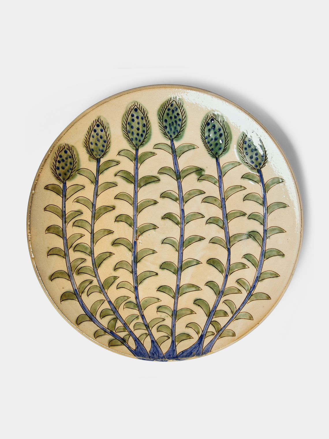 Malaika - Buds Hand-Painted Ceramic Serving Platter - Green - ABASK - 