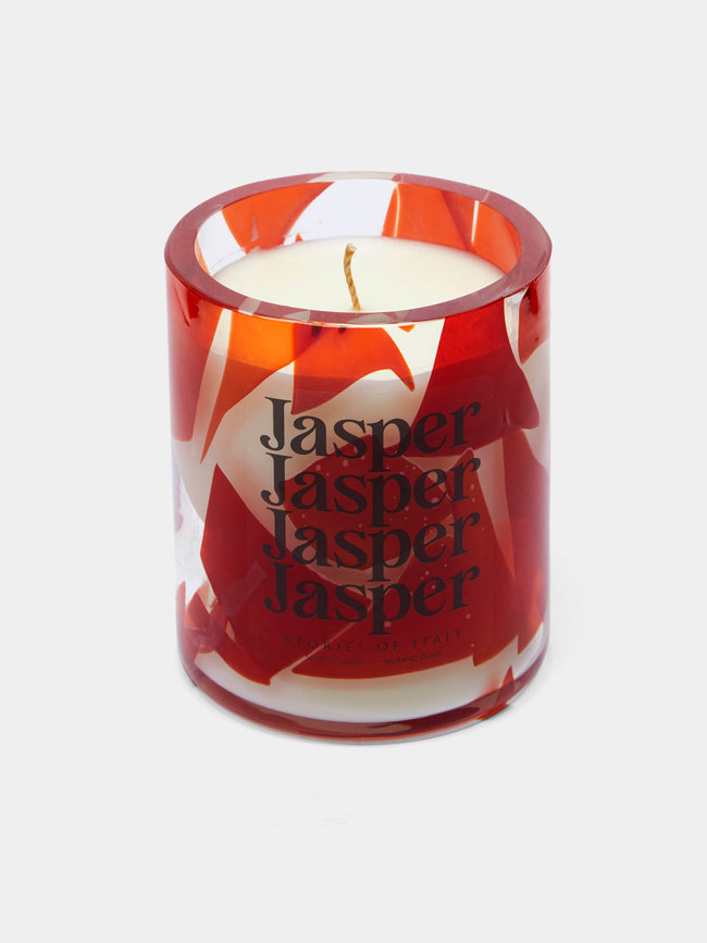 Stories of Italy - Jasper Murano Glass Scented Candle - Red - ABASK - 