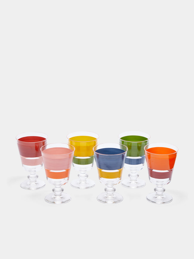 Los Vasos de Agua Clara - Hand-Painted Portofino Stemmed Glass (Set of 6) - Multiple - ABASK