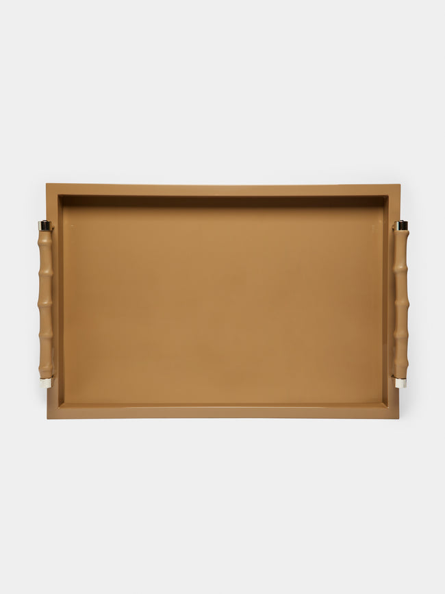 Riviere - Lacquered Leather Tray - Taupe - ABASK