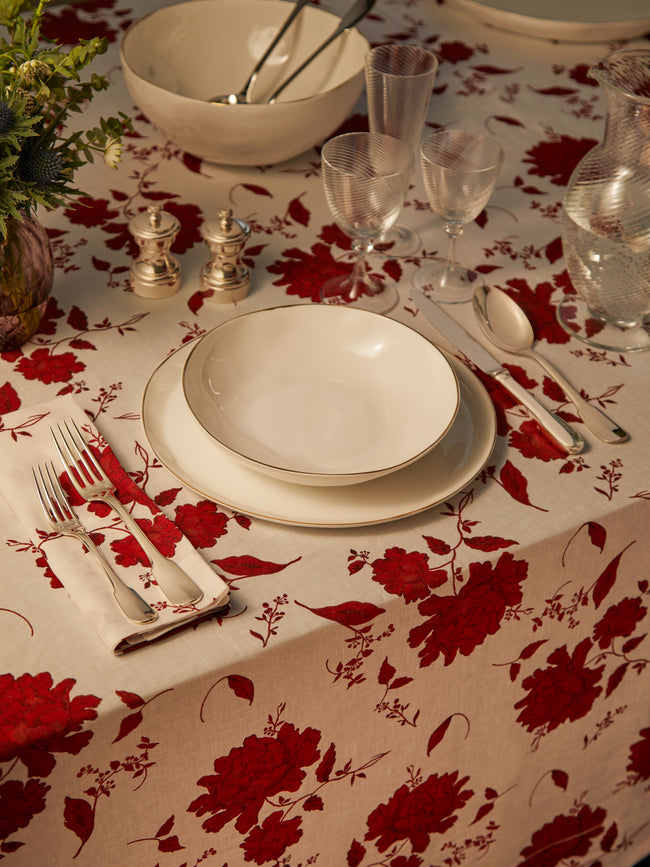 Emilia Wickstead - Floral Linen Tablecloth - Red - ABASK