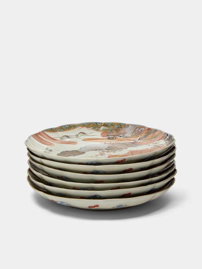 Antique and Vintage - 1820-1840 Japanese Imari Porcelain Plate (Set of 6) - Multiple - ABASK