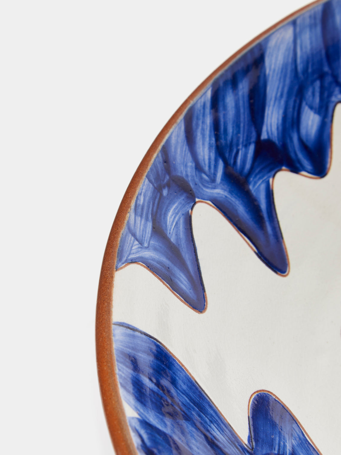 Malaika - Stencil Hand-Painted Ceramic Pasta Bowls (Set of 4) - Blue - ABASK