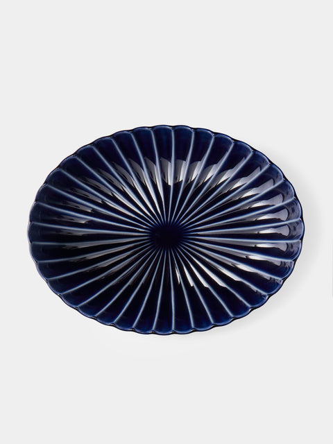 Kaneko Kohyo - Giyaman Urushi Ceramic Oval Platter - Blue - ABASK - 