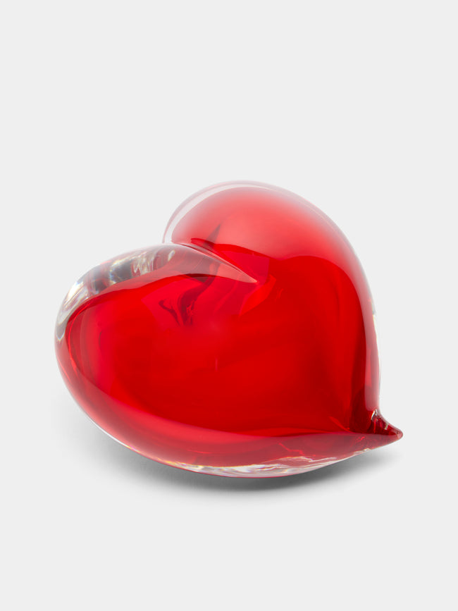Giberto - Murano Glass Heart Paperweight - Red - ABASK - 