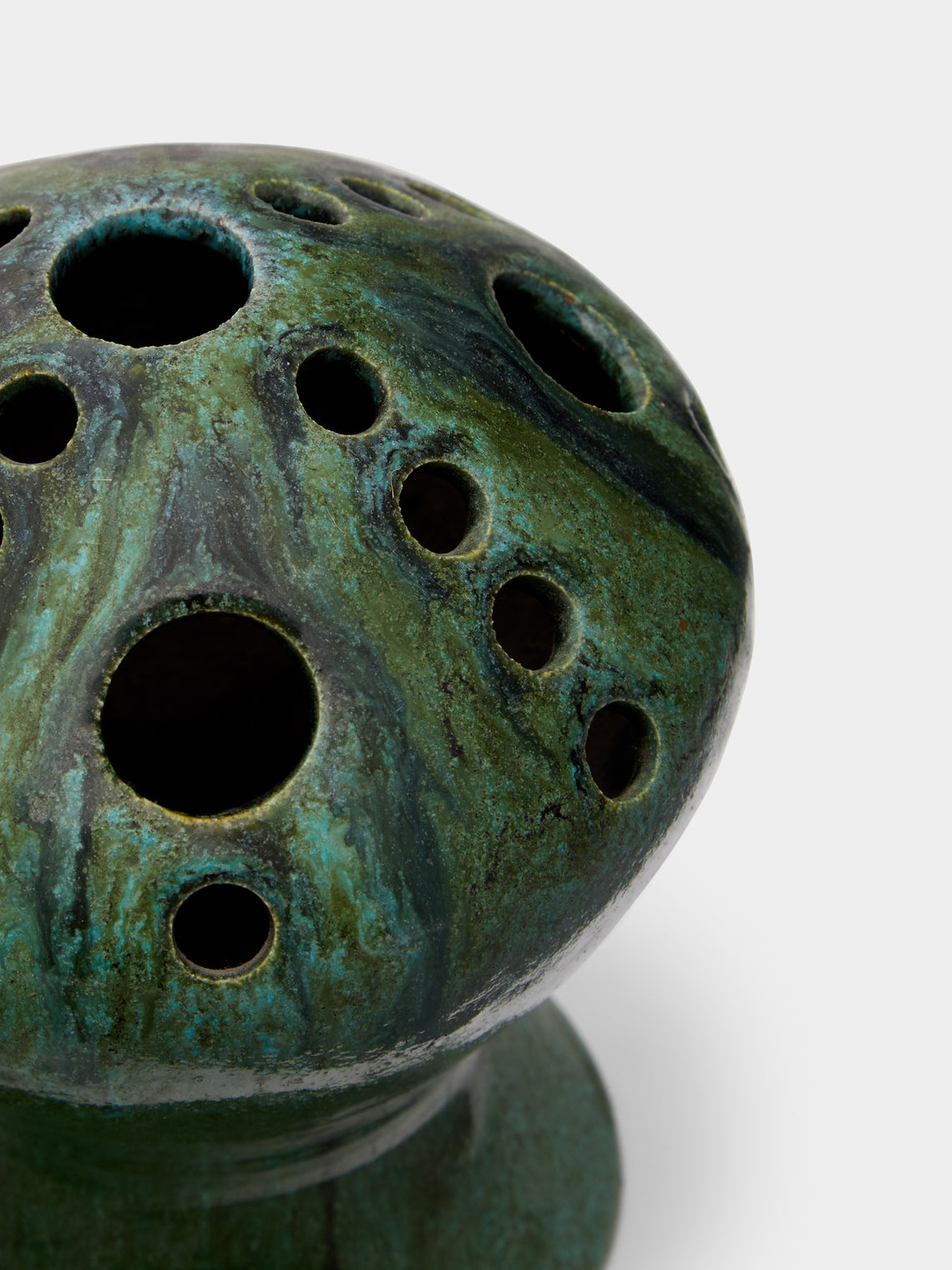 Antique and Vintage - 1970s Accolay Flower Frog Vase - Green - ABASK