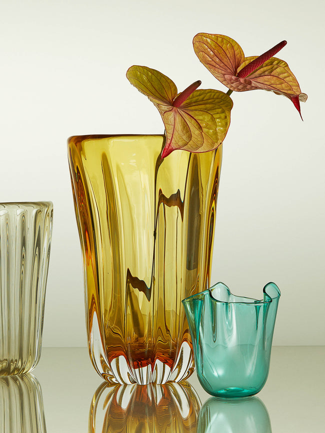 Venini - Fazzoletto Small Murano Glass Vase - Green - ABASK