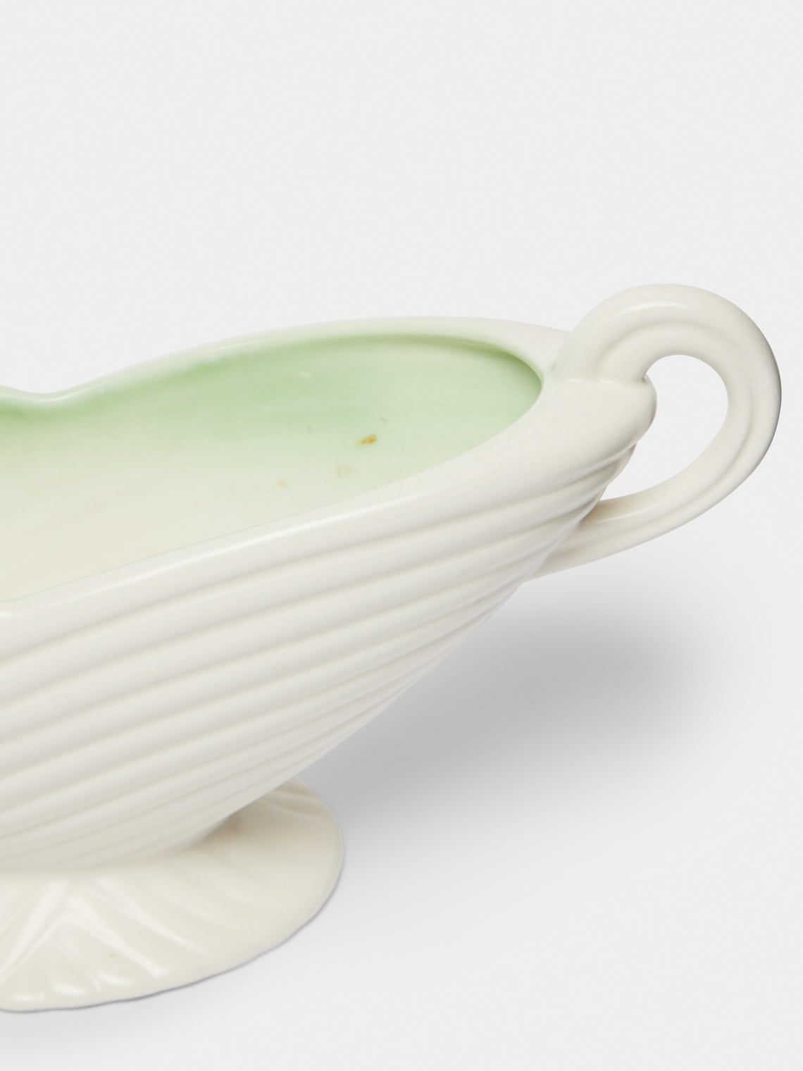 Antique and Vintage - 1930-1940 Ribbed Vase with Handles - White - ABASK