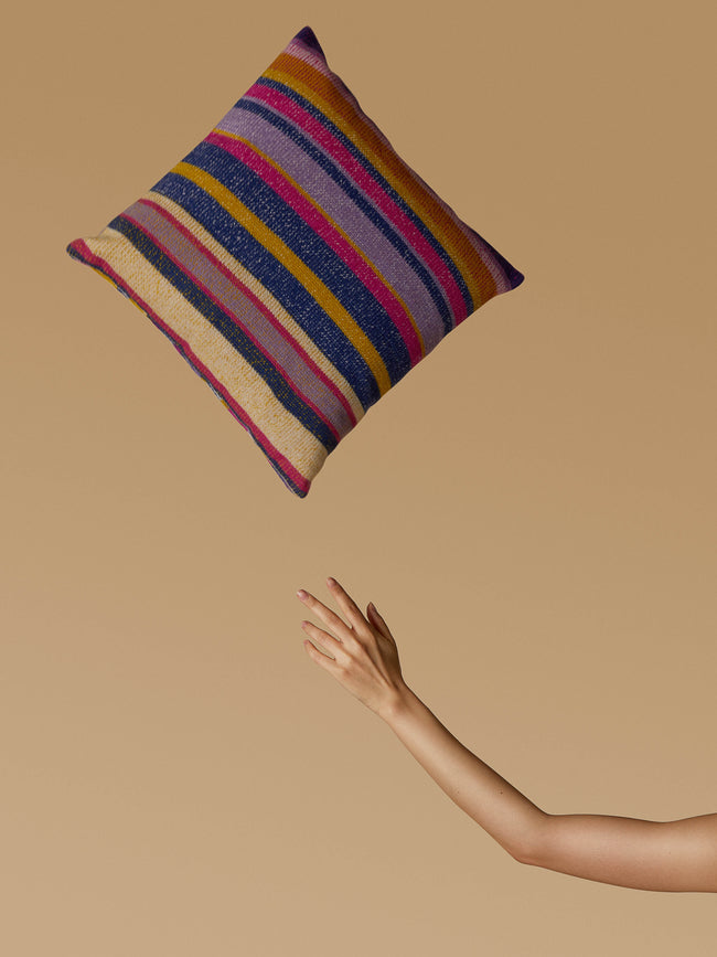 The Elder Statesman - Hand-Dyed Cashmere Striped Pillow - Multiple - ABASK
