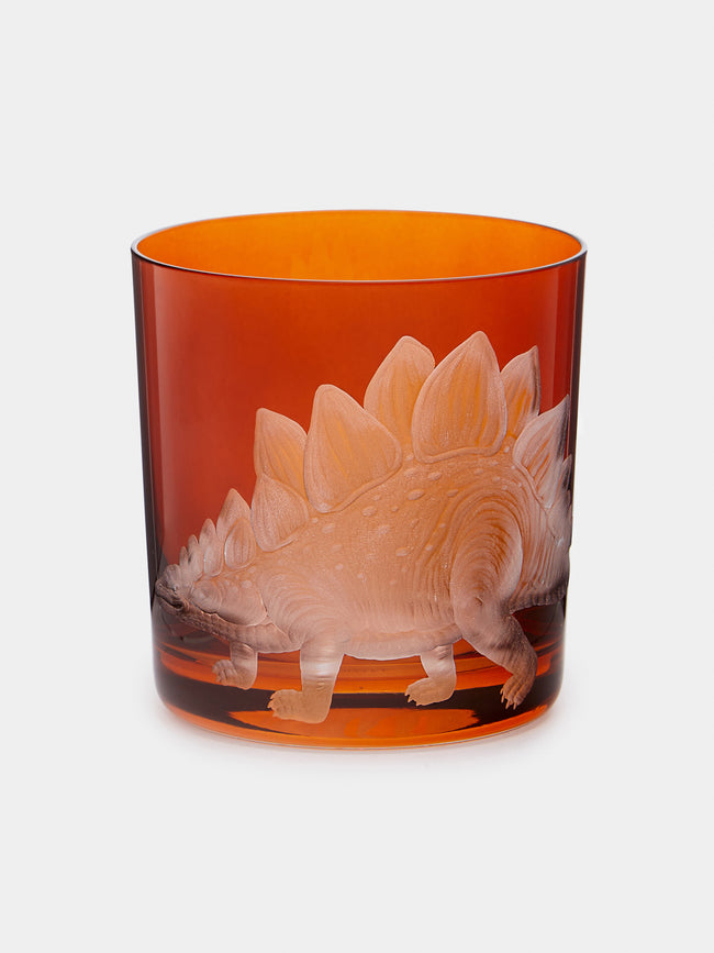 Artel - Stegosaurus Hand-Engraved Crystal Glass - Orange - ABASK - 