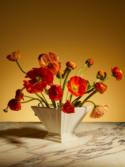 Antique and Vintage - 1930-1940 Art Deco Ceramic Vase - White - ABASK