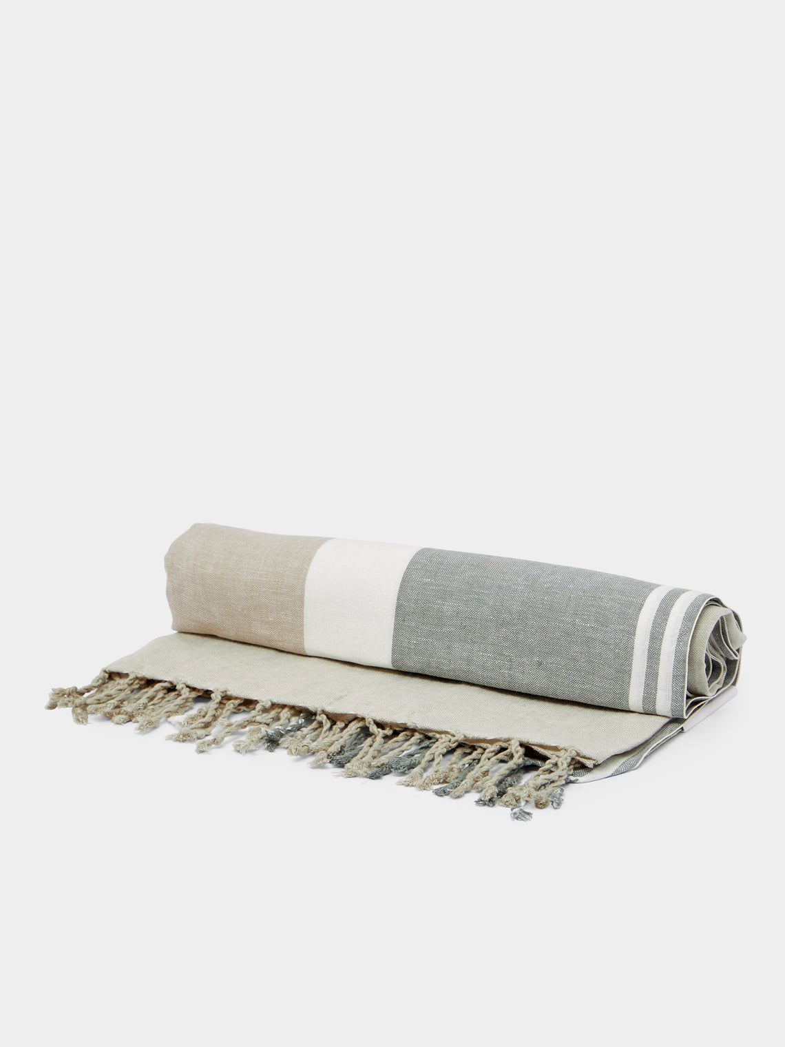 Brunello Cucinelli - Linen Striped Blanket - Grey - ABASK