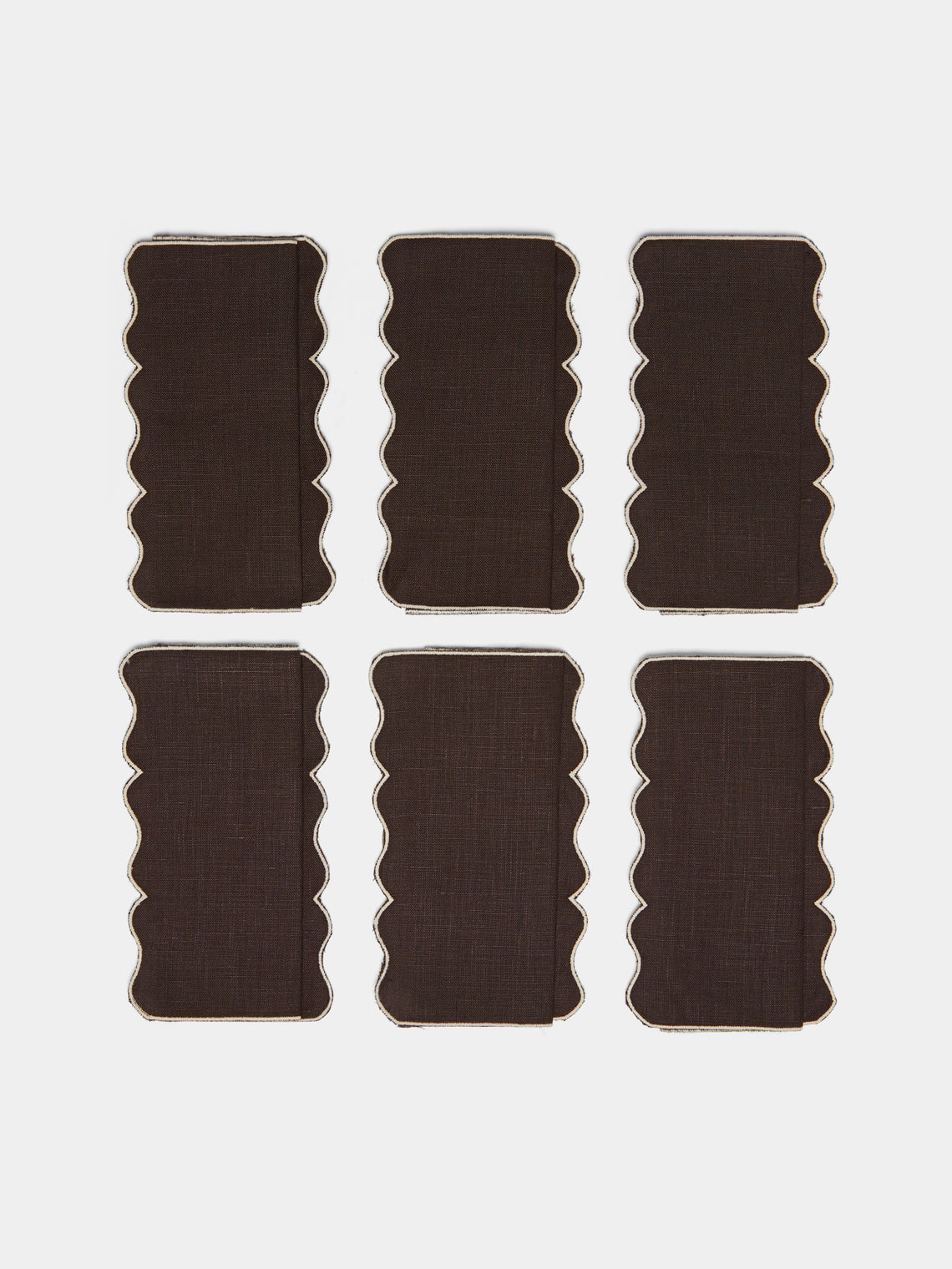 Los Encajeros - Valver Embroidered Linen Cocktail Napkins (Set of 6) -  - ABASK