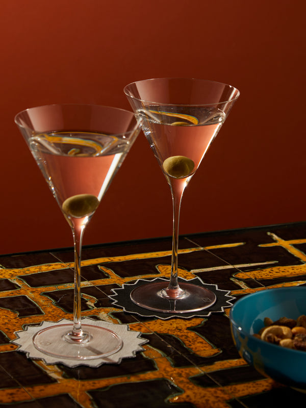 Los Encajeros - Triangu Embroidered Linen Coasters (Set of 6) -  - ABASK