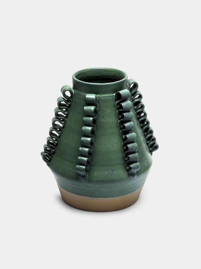 Perla Valtierra - Lola Hand-Glazed Ceramic Medium Vase - Green - ABASK