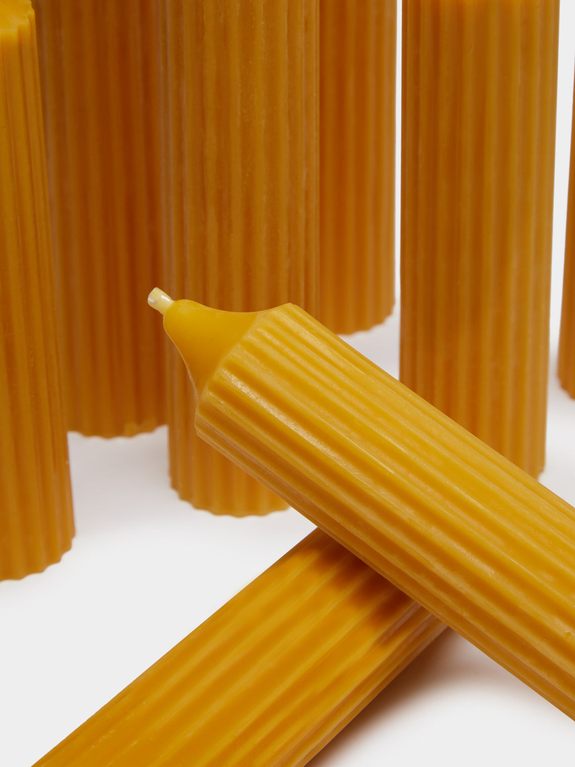 Bzzwax - Ribbed Beeswax Candle Set - Yellow - ABASK