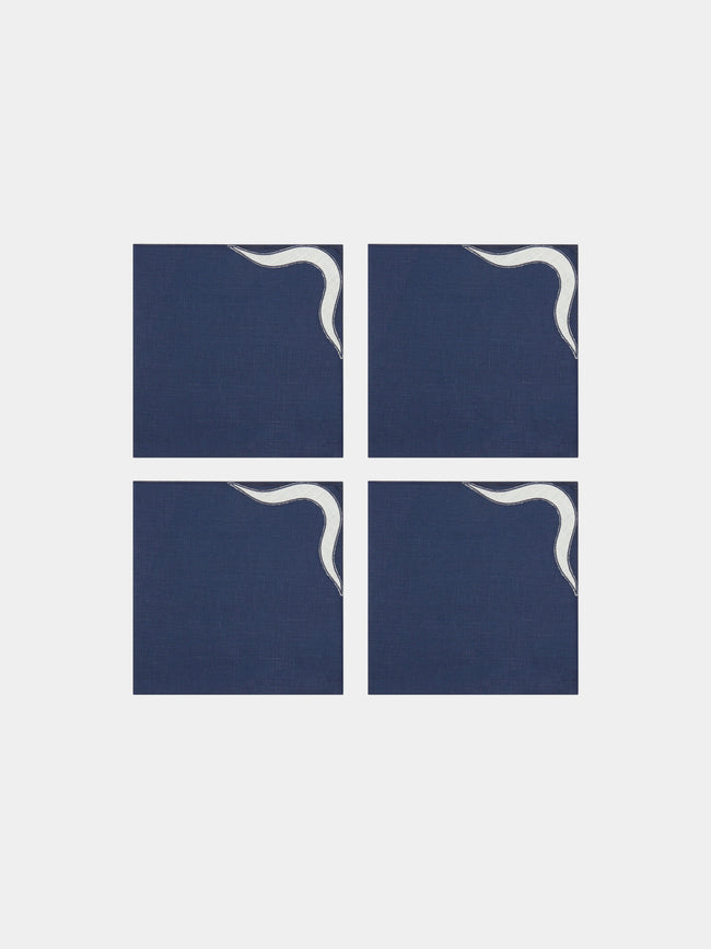 Los Encajeros - Zurbano Linen Napkin (Set of 4) - Blue - ABASK