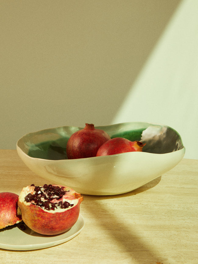Pottery & Poetry - Hand-Glazed Porcelain Salad Bowl - Green - ABASK