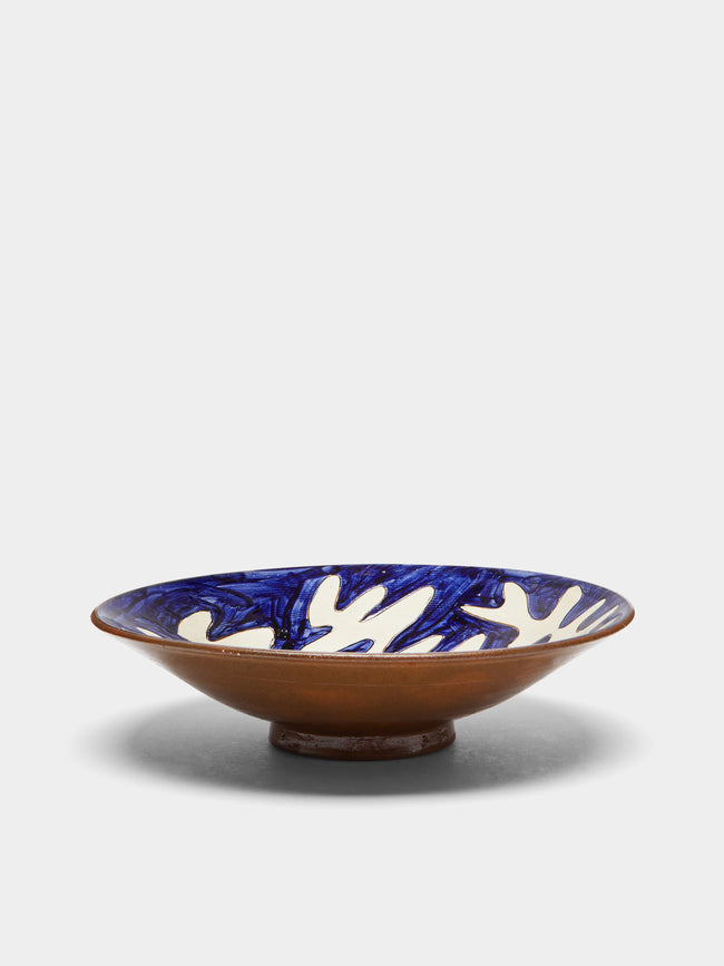 Malaika - Stencil Hand-Painted Pasta Bowl (Set of 4) - Blue - ABASK - 
