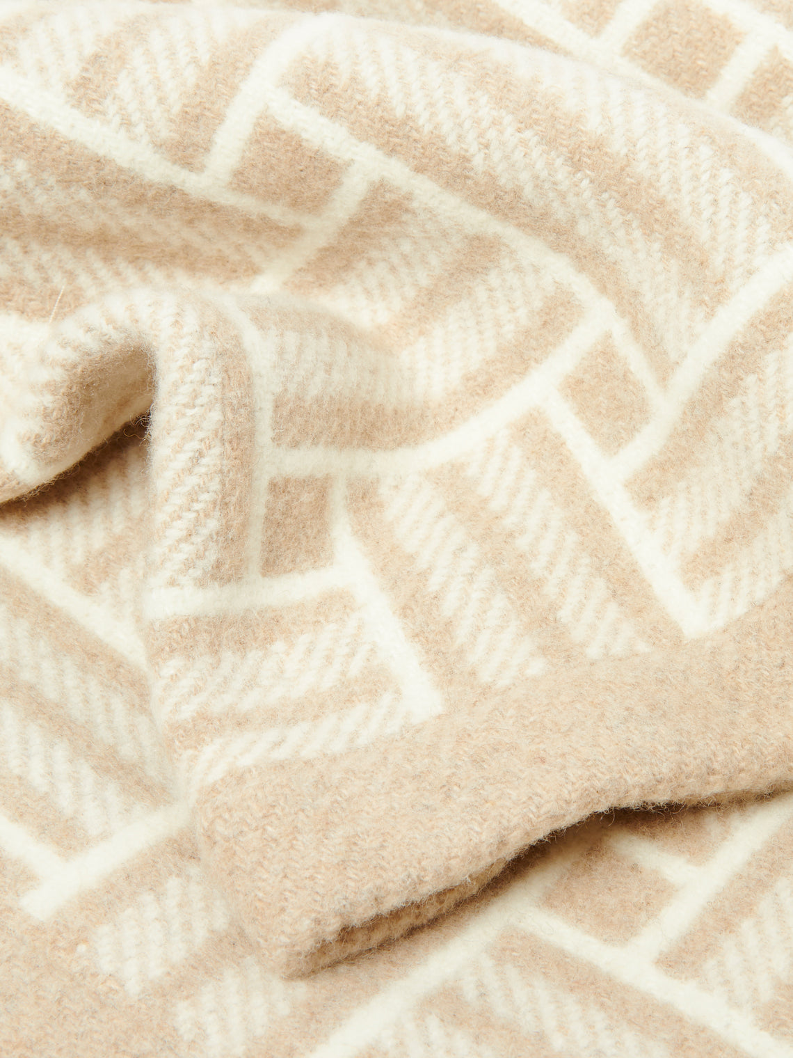 Johnstons of Elgin - Basket Weave Wool Blanket - Beige - ABASK