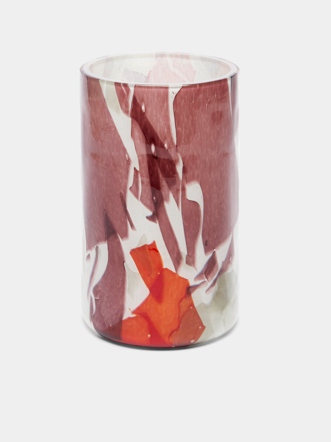 Stories of Italy - Autumn Hand-Blown Murano Glass Vase - Red - ABASK - 