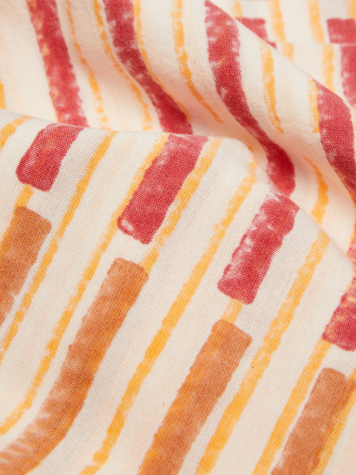 Gregory Parkinson - Rhubarb Cinnamon Stripe Block-Printed Cotton Napkins (Set of 6) -  - ABASK