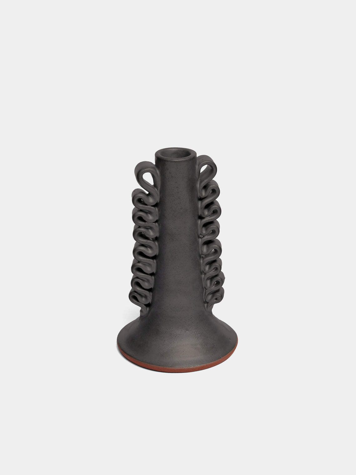 Perla Valtierra - Ribete Hand-Glazed Ceramic Small Candle Holder - Black - ABASK - 