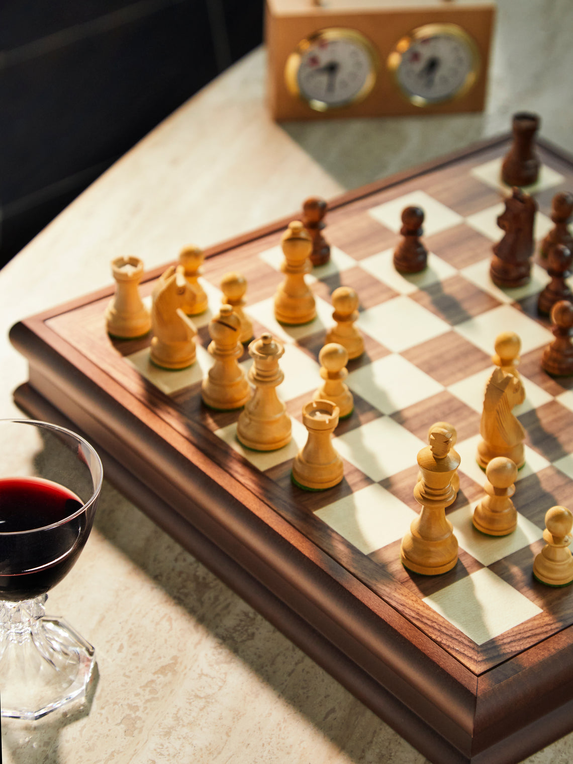 Limewood Chess and Draughts Set