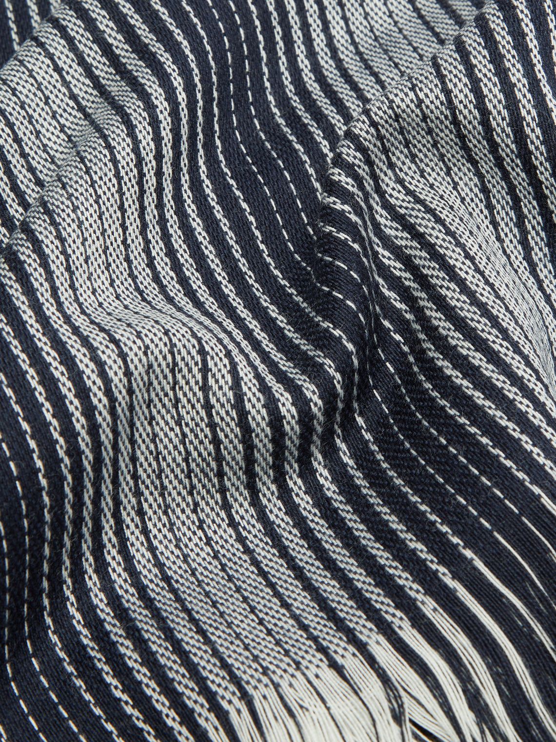 Johnstons of Elgin - Stripe Merino Wool Blanket - Blue - ABASK