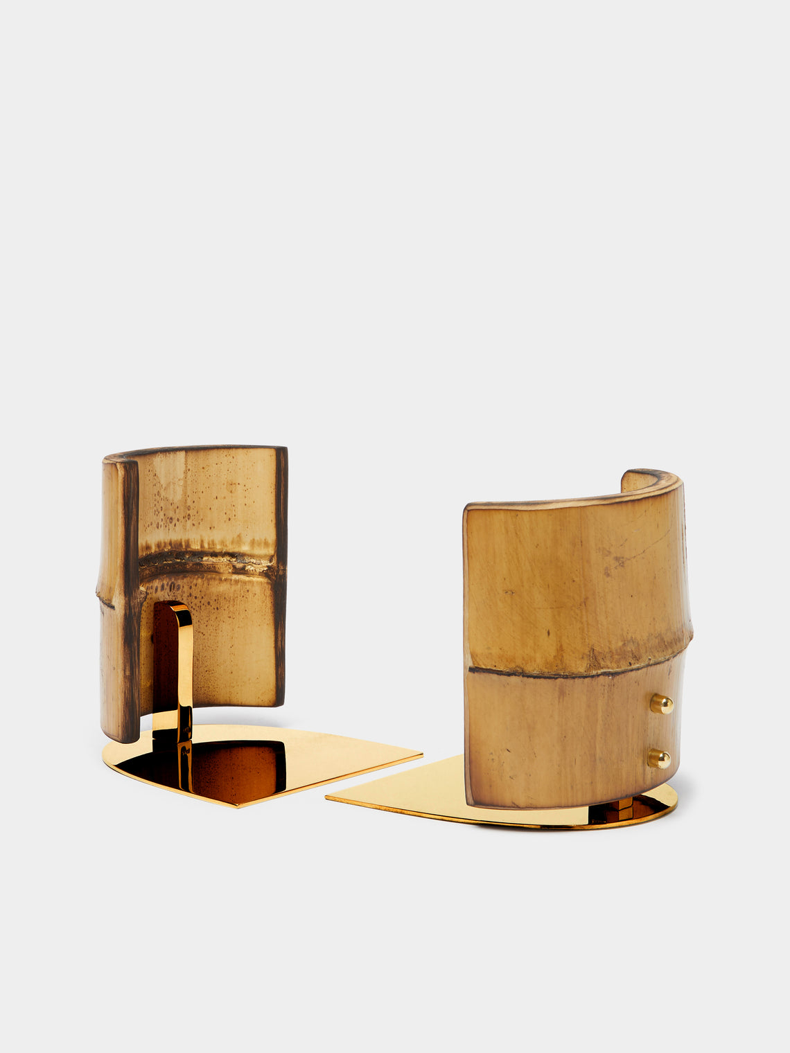 Carl Auböck - Bamboo and Brass Bookends - Gold - ABASK