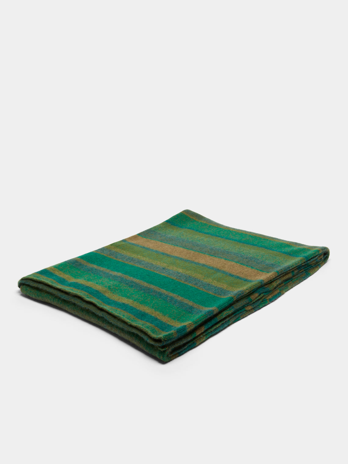 The Elder Statesman - Striped Cashmere Blanket - Green - ABASK
