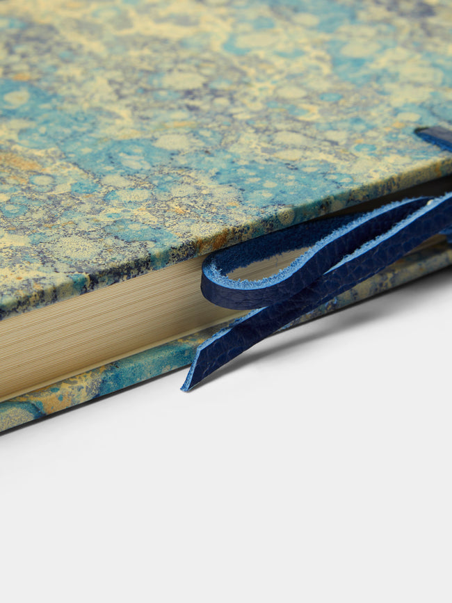 Giannini Firenze - Hand Marbled Leather Bound Notebook - Blue - ABASK