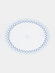 Los Encajeros - Escamas Embroidered Linen Placemats (Set of 4) - Blue - ABASK - 
