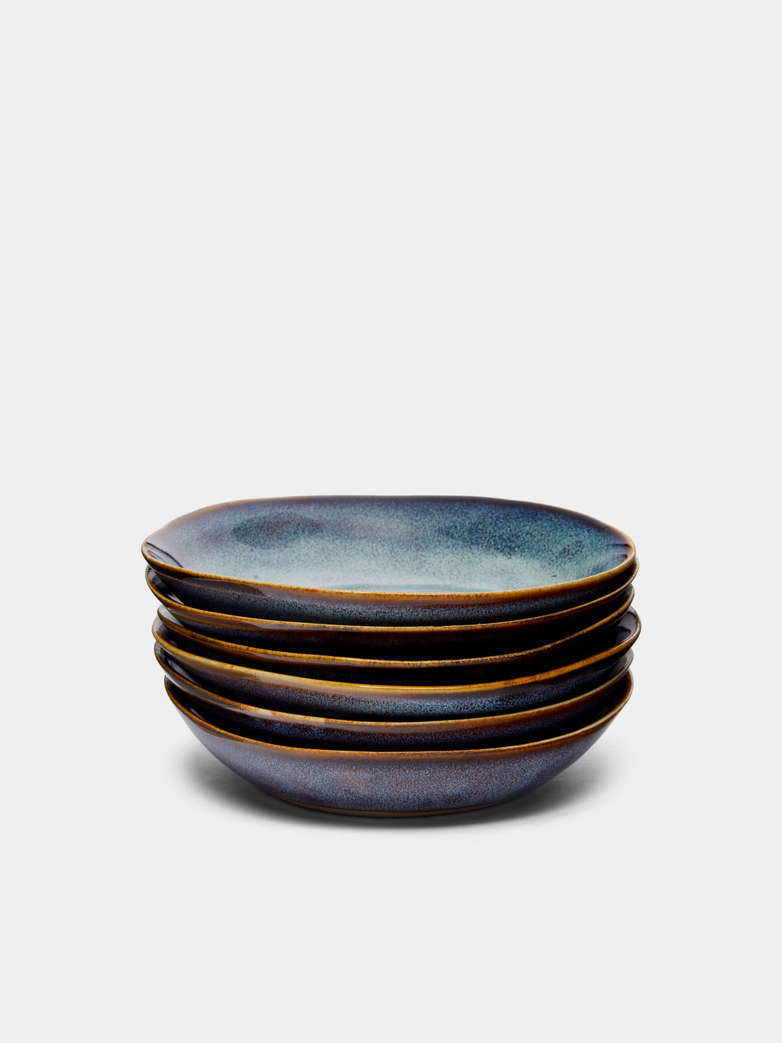Mervyn Gers Ceramics - Hand-Glazed Ceramic Dessert Bowls (Set of 6) - Blue - ABASK