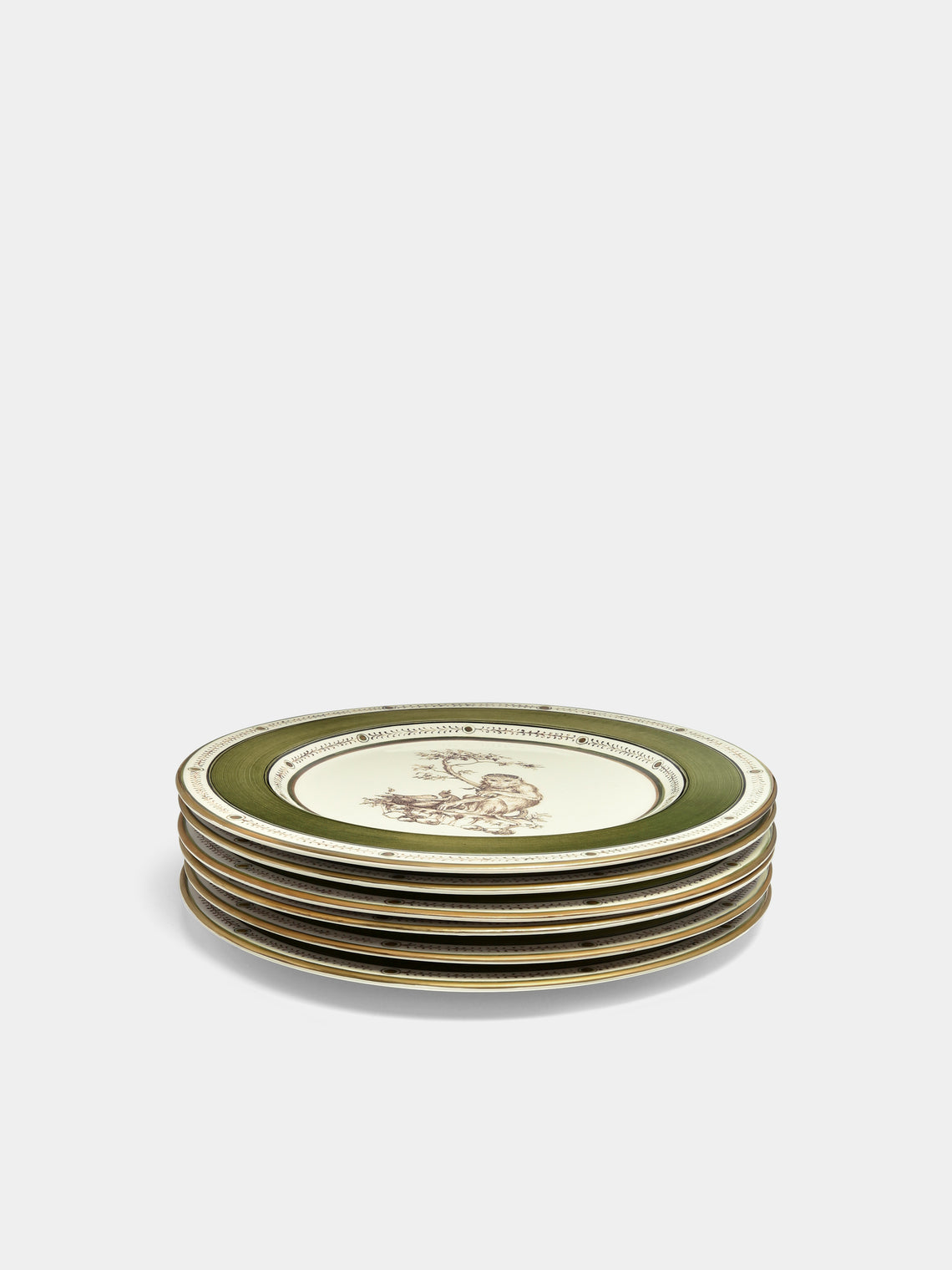 Laboratorio Paravicini - Monkeys Ceramic Dessert Plates (Set of 6) - Green - ABASK