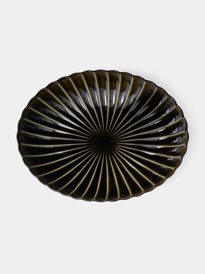 Kaneko Kohyo - Giyaman Urushi Ceramic Oval Platter - Green - ABASK - 