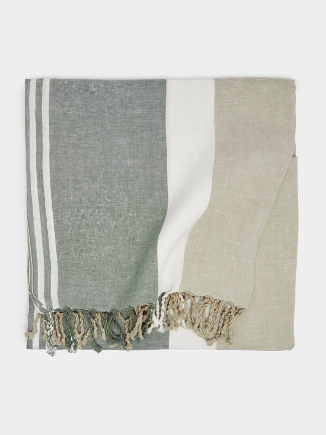 Brunello Cucinelli - Linen Striped Blanket - Grey - ABASK - 