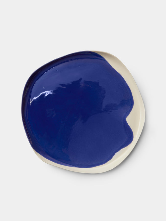 Pottery & Poetry - Hand-Glazed Porcelain Dinner Plates (Set of 4) - Blue - ABASK - 