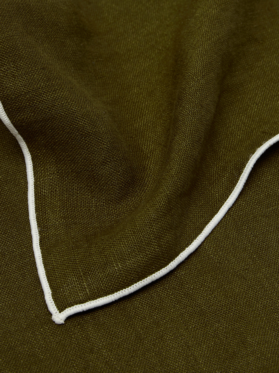 Madre Linen - Hand-Dyed Linen Contrast-Edge Napkins (Set of 4) - Green - ABASK