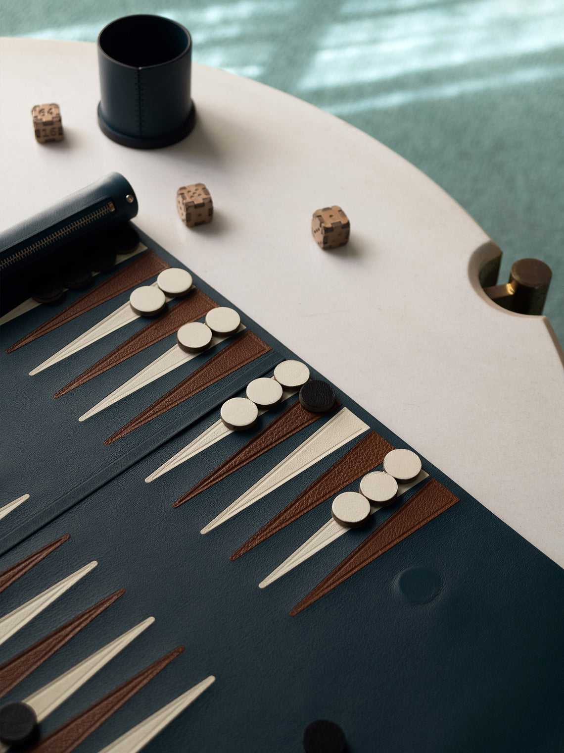 Métier - Leather Travel Backgammon Set - Blue - ABASK