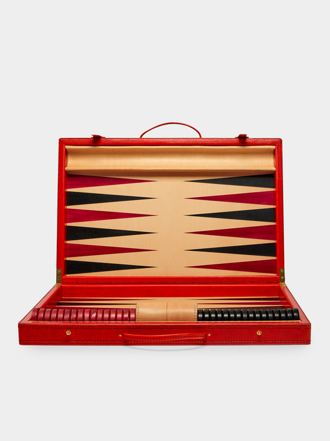 Nick Plant - Wood and Leather Backgammon Board - Red - ABASK - 